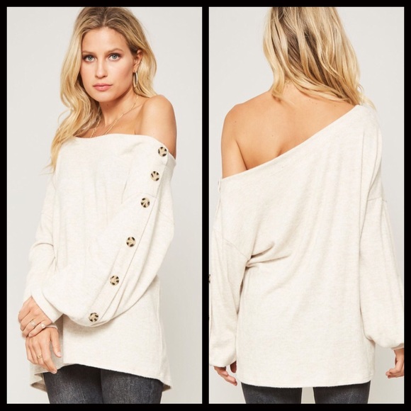 LAST SALE-FIRM‼️Miranda Drop Shoulder Top-Oatmeal - Picture 5 of 5